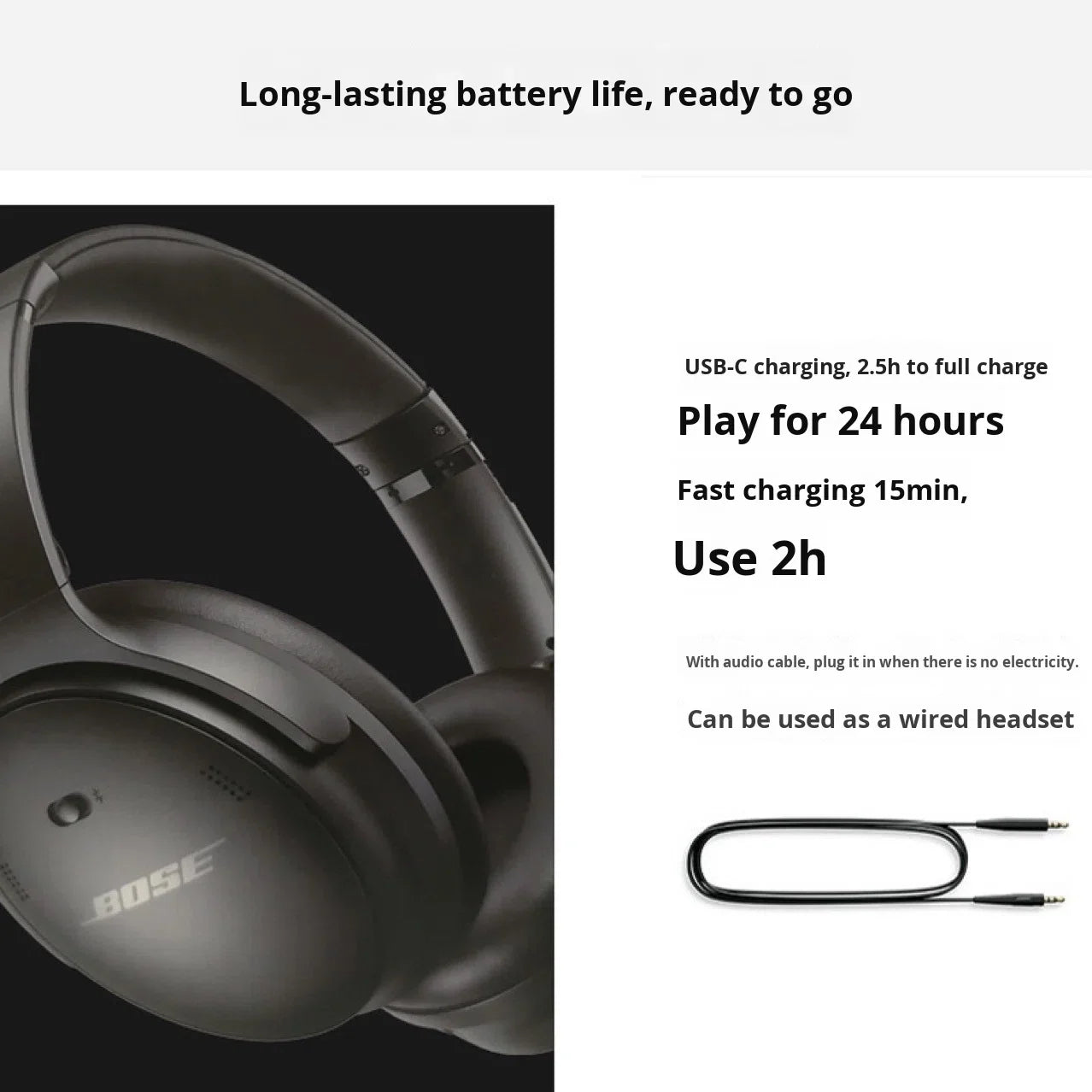Wireless for Over-ear Headphones with Active Noise Cancellation (ANC); Less 3 Hours Playtime Brand Customization Available