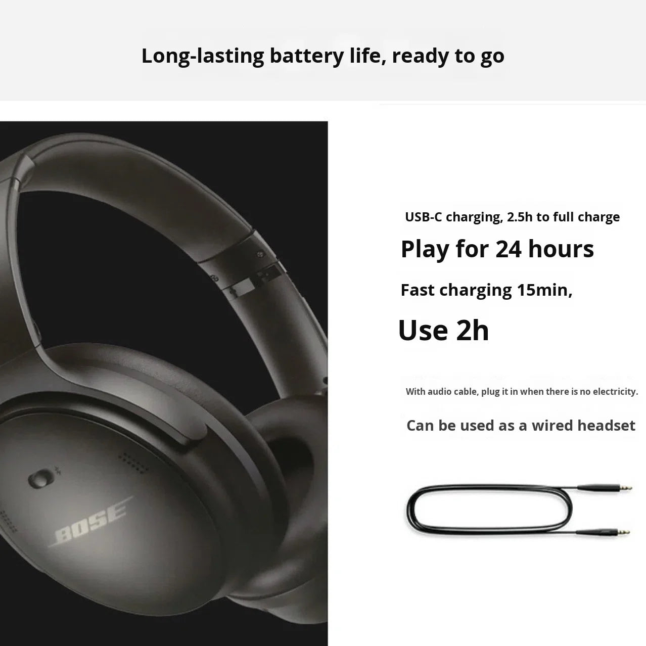 Wireless for Over-ear Headphones with Active Noise Cancellation (ANC); Less 3 Hours Playtime Brand Customization Available